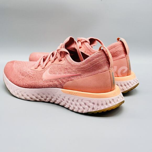Nike Shoes Womens 9.5 Pink Epic React Flyknit Road Running Athletic Sneakers - Picture 6 of 13